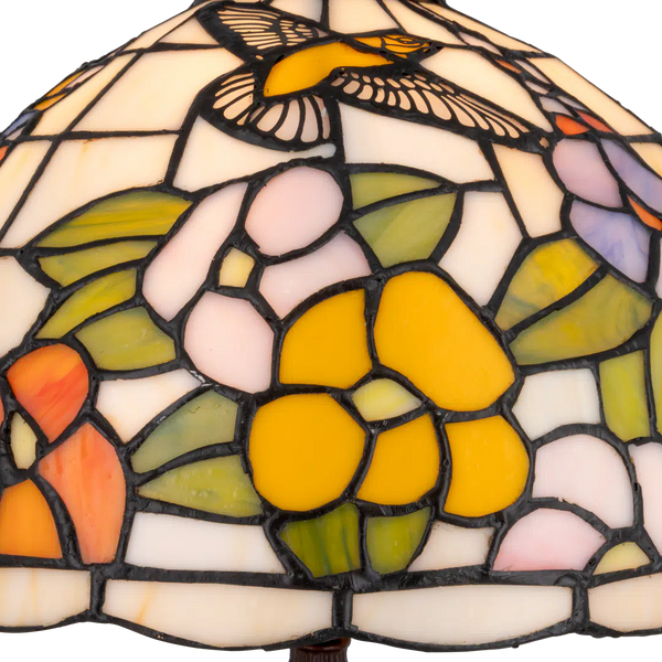 Tiffany tafellamp – Bloemen & Kolibri motief – Ø 30 cm x H 47 cm (Art. 7030)