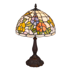 Tiffany tafellamp – Bloemen & Kolibri motief – Ø 30 cm x H 47 cm (Art. 7030)