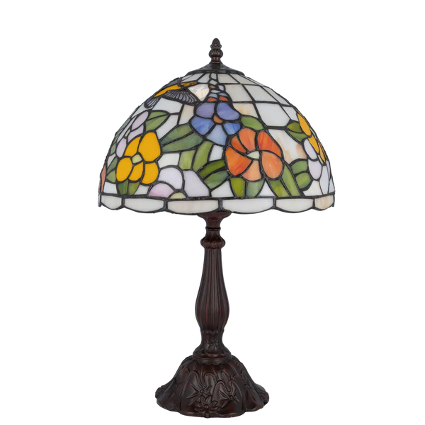Tiffany tafellamp – Bloemen & Kolibri motief – Ø 30 cm x H 47 cm (Art. 7030)