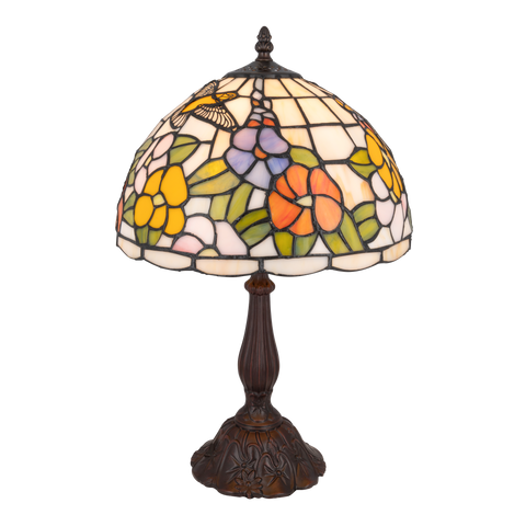 Tiffany tafellamp – Bloemen & Kolibri motief – Ø 30 cm x H 47 cm (Art. 7030)