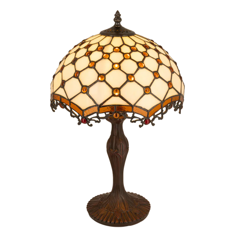 Tiffany tafellamp – Honingraatpatroon – Ø 29 × H 47 cm (Art. 7031)