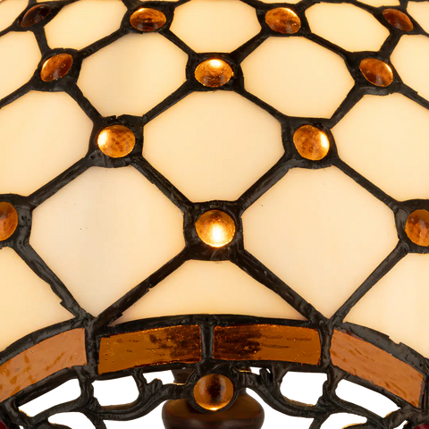 Tiffany tafellamp – Honingraatpatroon – Ø 29 × H 47 cm (Art. 7031)
