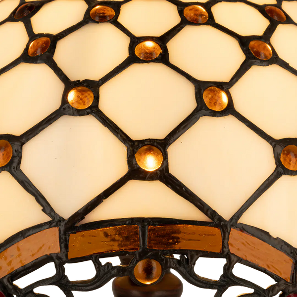 Tiffany tafellamp – Honingraatpatroon – Ø 29 × H 47 cm (Art. 7031)