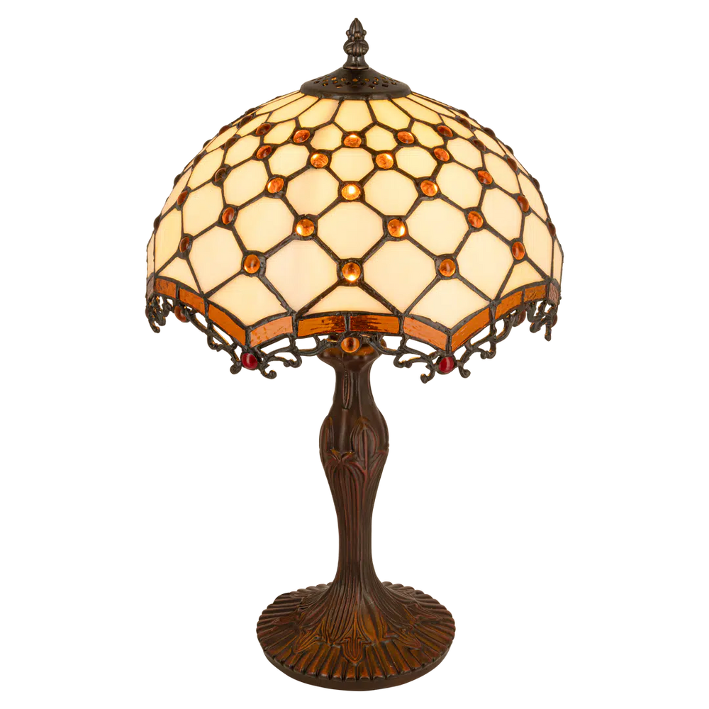 Tiffany tafellamp – Honingraatpatroon – Ø 29 × H 47 cm (Art. 7031)