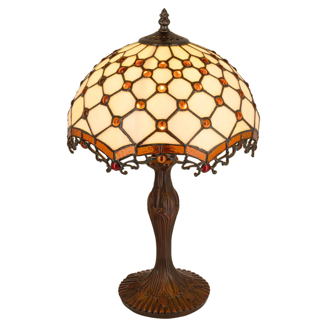 Tiffany tafellamp – Honingraatpatroon – Ø 29 × H 47 cm (Art. 7031)