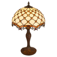 Tiffany tafellamp – Honingraatpatroon – Ø 29 × H 47 cm (Art. 7031)