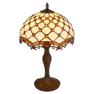 Tiffany tafellamp – Honingraatpatroon – Ø 29 × H 47 cm (Art. 7031)