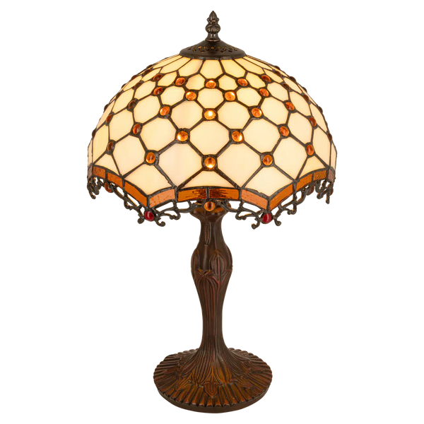 Tiffany tafellamp – Honingraatpatroon – Ø 29 × H 47 cm (Art. 7031)