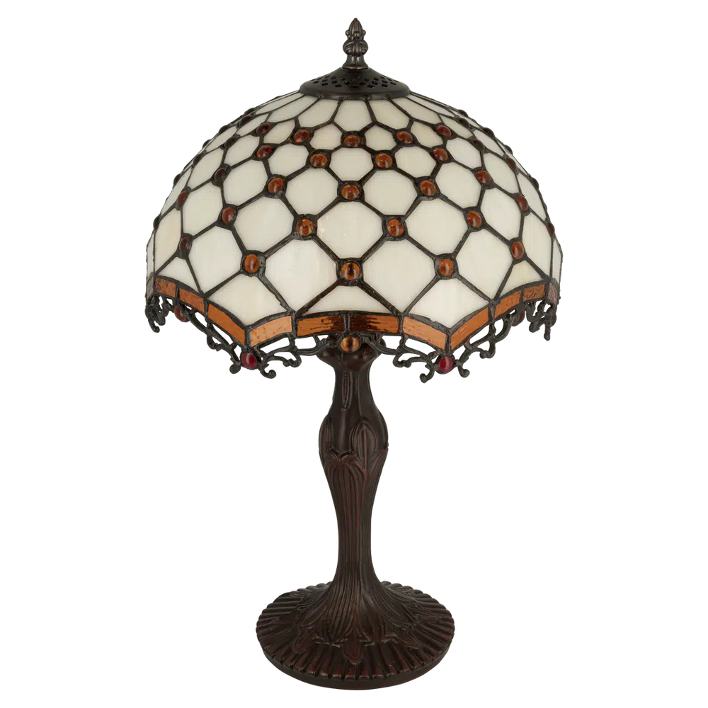 Tiffany tafellamp – Honingraatpatroon – Ø 29 × H 47 cm (Art. 7031)