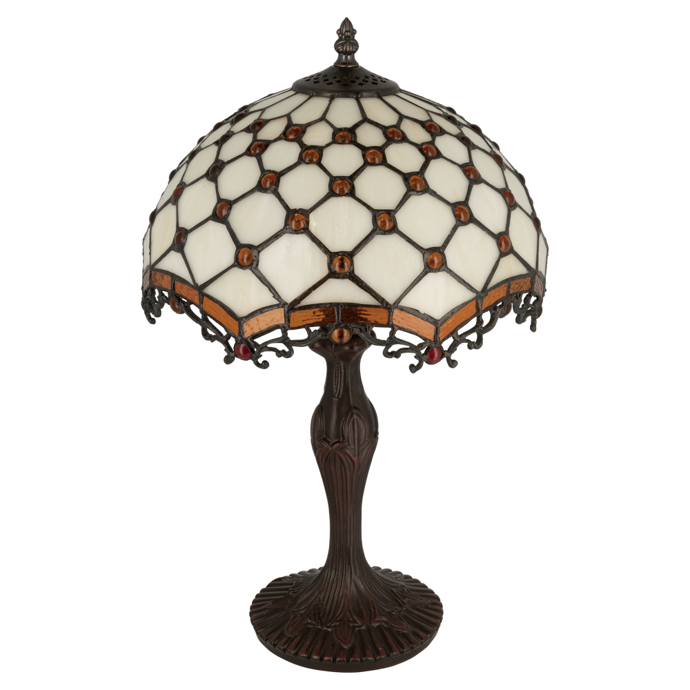 Tiffany tafellamp – Honingraatpatroon – Ø 29 × H 47 cm (Art. 7031)