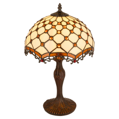 Tiffany tafellamp – Honingraatpatroon – Ø 29 × H 47 cm (Art. 7031)