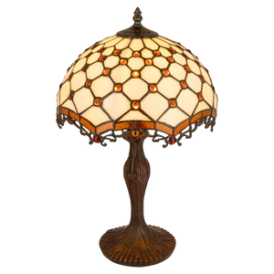 Tiffany tafellamp – Honingraatpatroon – Ø 29 × H 47 cm (Art. 7031)