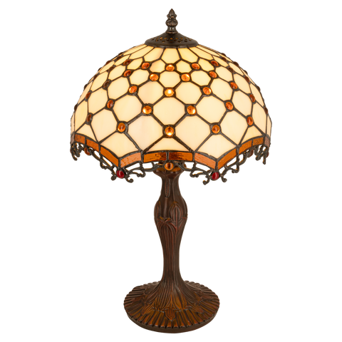 Tiffany tafellamp – Honingraatpatroon – Ø 29 × H 47 cm (Art. 7031)