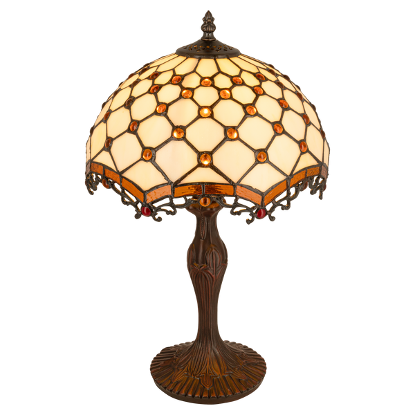 Tiffany tafellamp – Honingraatpatroon – Ø 29 × H 47 cm (Art. 7031)