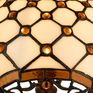 Tiffany tafellamp – Honingraatpatroon – Ø 29 × H 47 cm (Art. 7031)