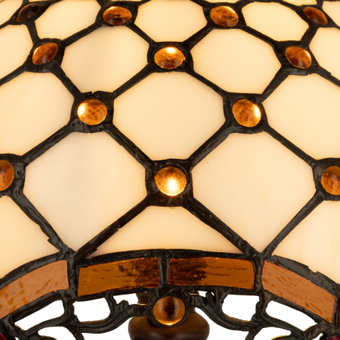 Tiffany tafellamp – Honingraatpatroon – Ø 29 × H 47 cm (Art. 7031)