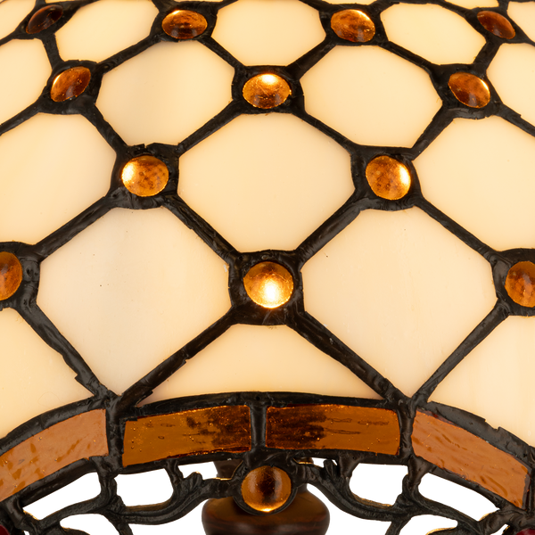 Tiffany tafellamp – Honingraatpatroon – Ø 29 × H 47 cm (Art. 7031)