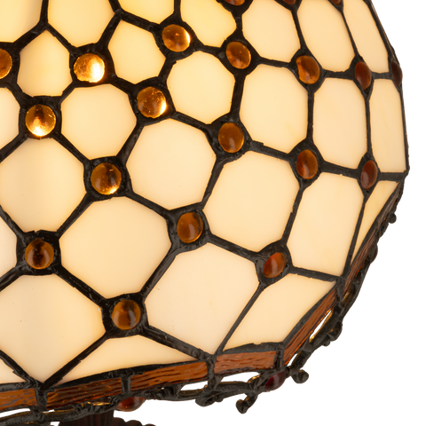 Tiffany tafellamp – Honingraatpatroon – Ø 29 × H 47 cm (Art. 7031)