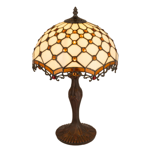 Tiffany tafellamp – Honingraatpatroon – Ø 29 × H 47 cm (Art. 7031)