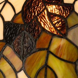 Tiffany tafellamp – Bladmotief & Boomstamvoet – Ø 30,5 × H 46 cm (Art. 7033)