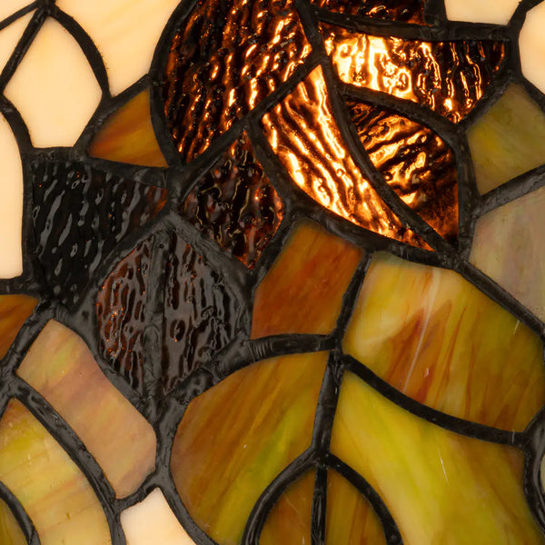 Tiffany tafellamp – Bladmotief & Boomstamvoet – Ø 30,5 × H 46 cm (Art. 7033)