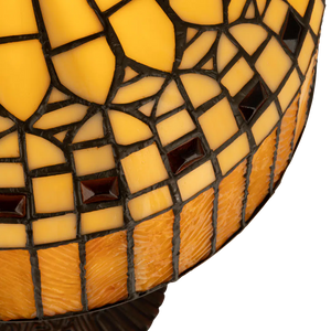Tiffany tafellamp – Geometrisch & Amber – Ø 30,5 × H 47 cm (Art. 7034)