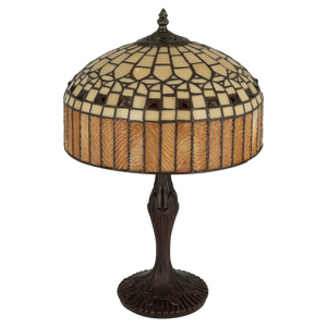 Tiffany tafellamp – Geometrisch & Amber – Ø 30,5 × H 47 cm (Art. 7034)