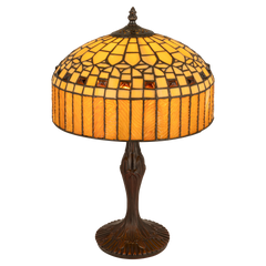 Tiffany tafellamp – Geometrisch & Amber – Ø 30,5 × H 47 cm (Art. 7034)