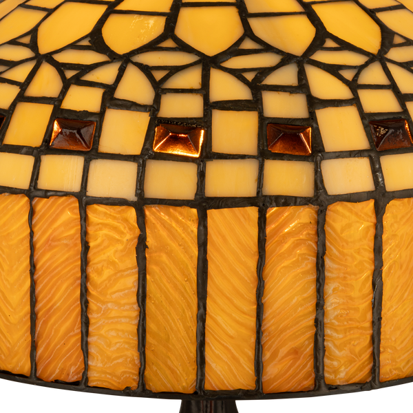 Tiffany tafellamp – Geometrisch & Amber – Ø 30,5 × H 47 cm (Art. 7034)
