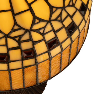 Tiffany tafellamp – Geometrisch & Amber – Ø 30,5 × H 47 cm (Art. 7034)