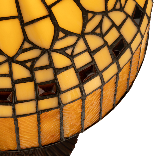 Tiffany tafellamp – Geometrisch & Amber – Ø 30,5 × H 47 cm (Art. 7034)