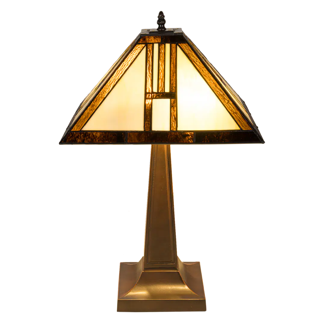 Tiffany tafellamp – Arts & Crafts Geometrie – 35 × 35 × 55 cm (Art. 7037)