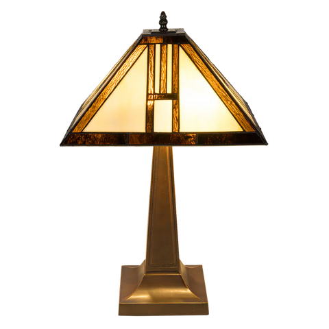Tiffany tafellamp – Arts & Crafts Geometrie – 35 × 35 × 55 cm (Art. 7037)