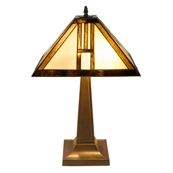 Tiffany tafellamp – Arts & Crafts Geometrie – 35 × 35 × 55 cm (Art. 7037)