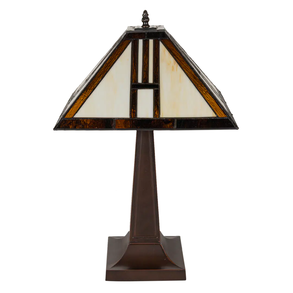 Tiffany tafellamp – Arts & Crafts Geometrie – 35 × 35 × 55 cm (Art. 7037)