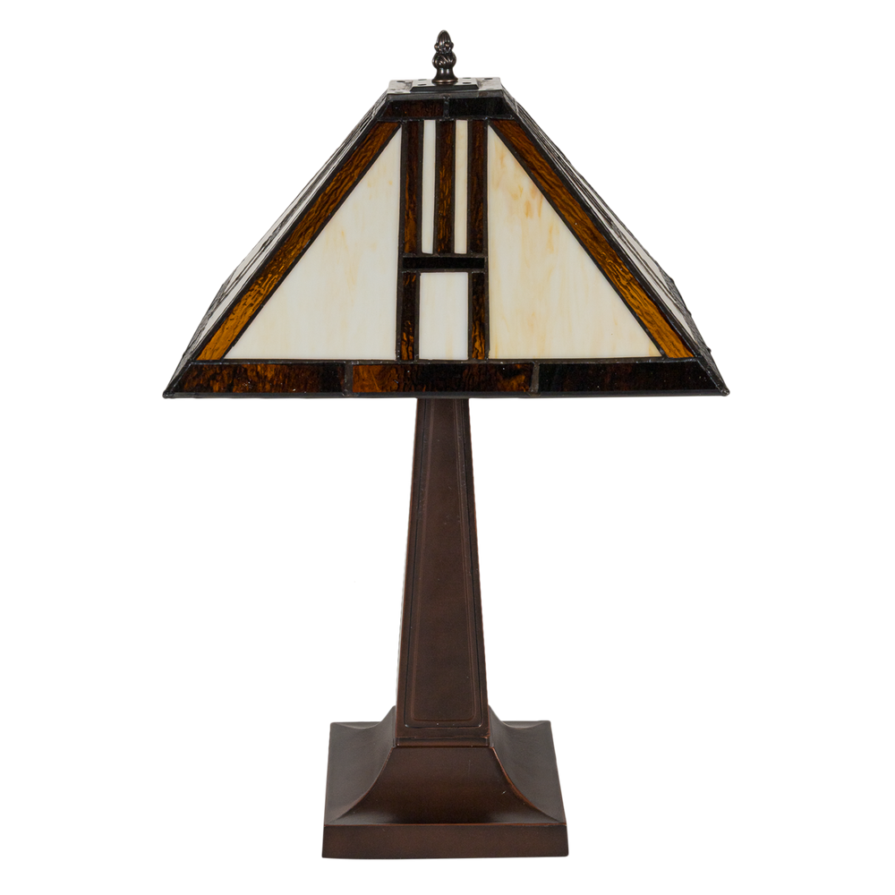 Tiffany tafellamp – Arts & Crafts Geometrie – 35 × 35 × 55 cm (Art. 7037)