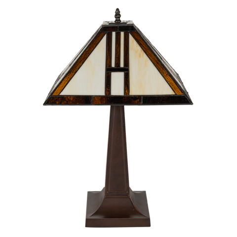 Tiffany tafellamp – Arts & Crafts Geometrie – 35 × 35 × 55 cm (Art. 7037)