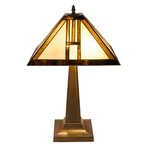Tiffany tafellamp – Arts & Crafts Geometrie – 35 × 35 × 55 cm (Art. 7037)