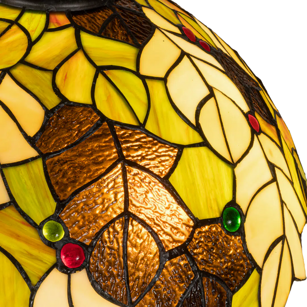 Tiffany tafellamp – Bladeren & Herfsttinten – Ø 42 × H 57 cm (Art. 7038)