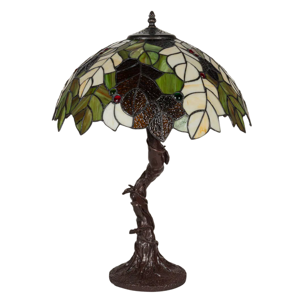 Tiffany tafellamp – Bladeren & Herfsttinten – Ø 42 × H 57 cm (Art. 7038)