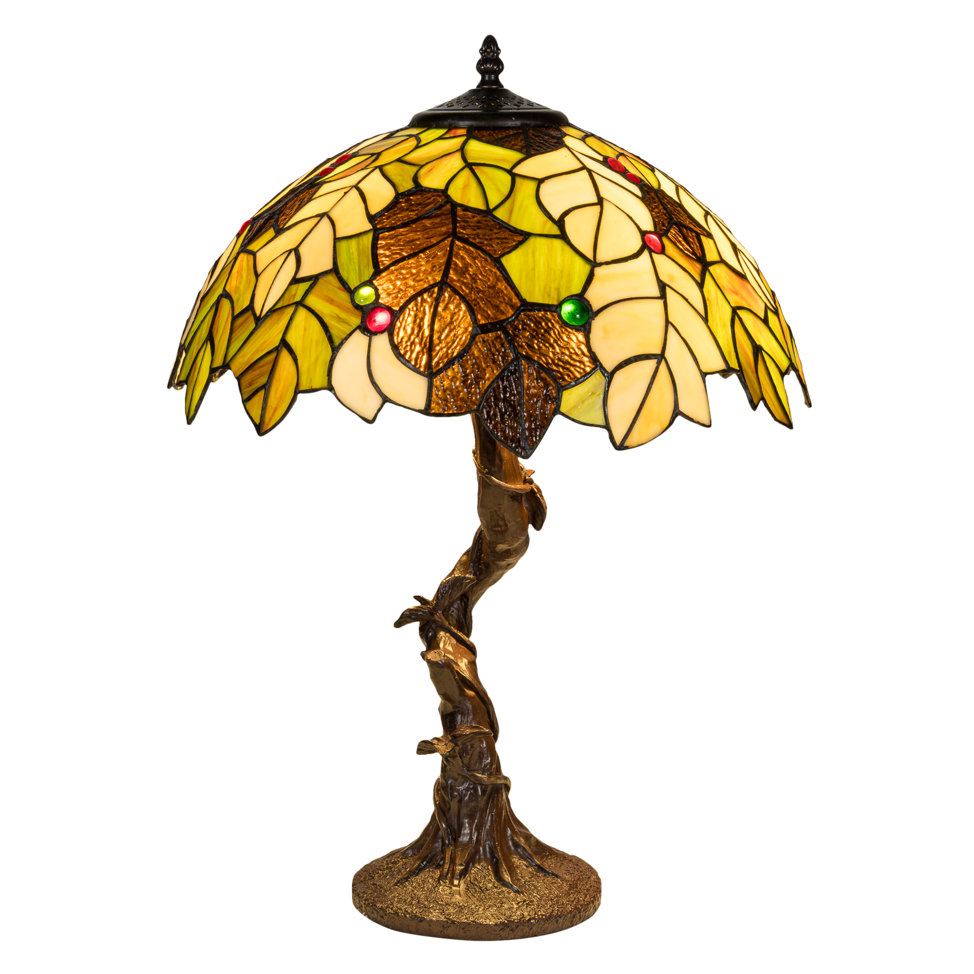 Tiffany tafellamp – Bladeren & Herfsttinten – Ø 42 × H 57 cm (Art. 7038)