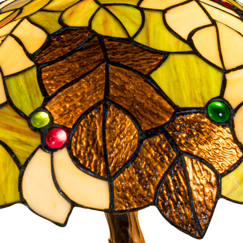 Tiffany tafellamp – Bladeren & Herfsttinten – Ø 42 × H 57 cm (Art. 7038)