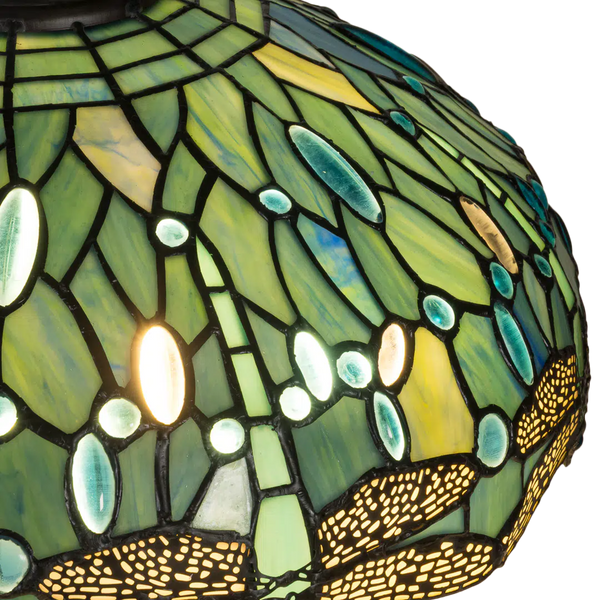 Tiffany tafellamp – Libellen & Turquoise Accenten – Ø 40 × H 57 cm (Art. 7039)