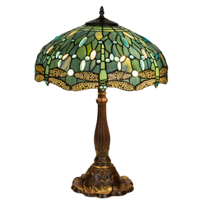 Tiffany tafellamp – Libellen & Turquoise Accenten – Ø 40 × H 57 cm (Art. 7039)