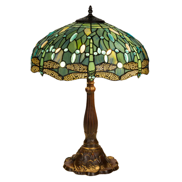 Tiffany tafellamp – Libellen & Turquoise Accenten – Ø 40 × H 57 cm (Art. 7039)