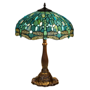 Tiffany tafellamp Libellen – Turquoise, Teal & Groen – H 57 cm – Art. 7039