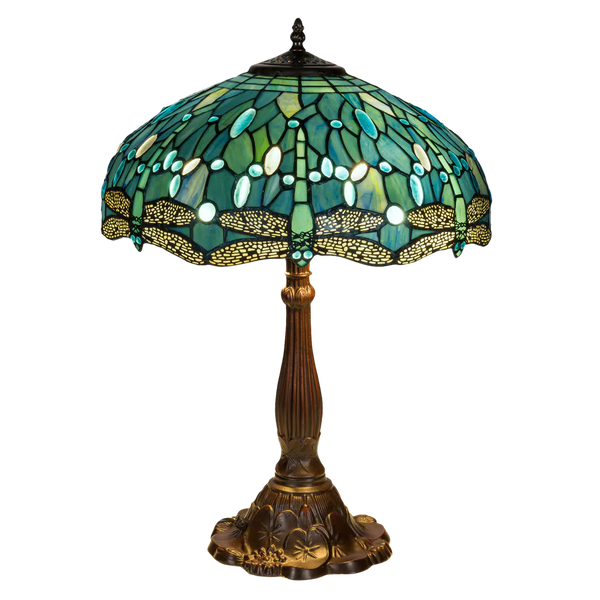 Tiffany tafellamp Libellen – Turquoise, Teal & Groen – H 57 cm – Art. 7039