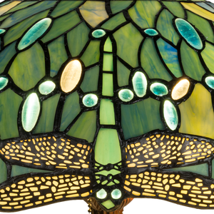 Tiffany tafellamp – Libellen & Turquoise Accenten – Ø 40 × H 57 cm (Art. 7039)