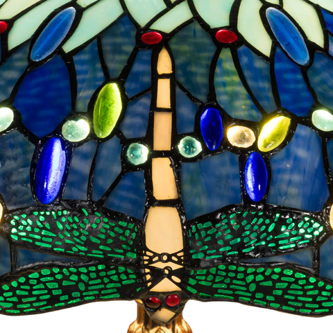Tiffany tafellamp – Libellen & Cabochons – Ø 40 × H 57 cm (Art. 7040)