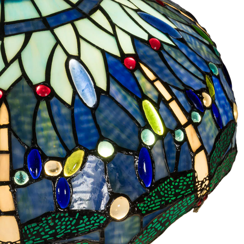 Tiffany tafellamp – Libellen & Cabochons – Ø 40 × H 57 cm (Art. 7040)